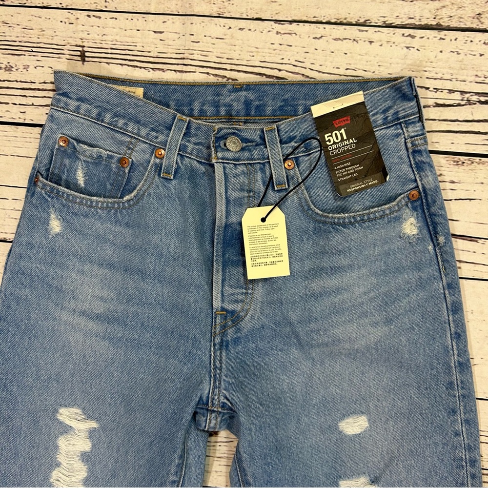 Levi’s 501 cropped high waist Ojai Ring denim jeans NWT - Picture 10 of 12